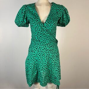 Urban Outfitters Teal and Black Spotted Mini Dress S